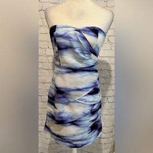 Outback Red Strapless Blue & White Tie Dye Bandage Dress Size 2